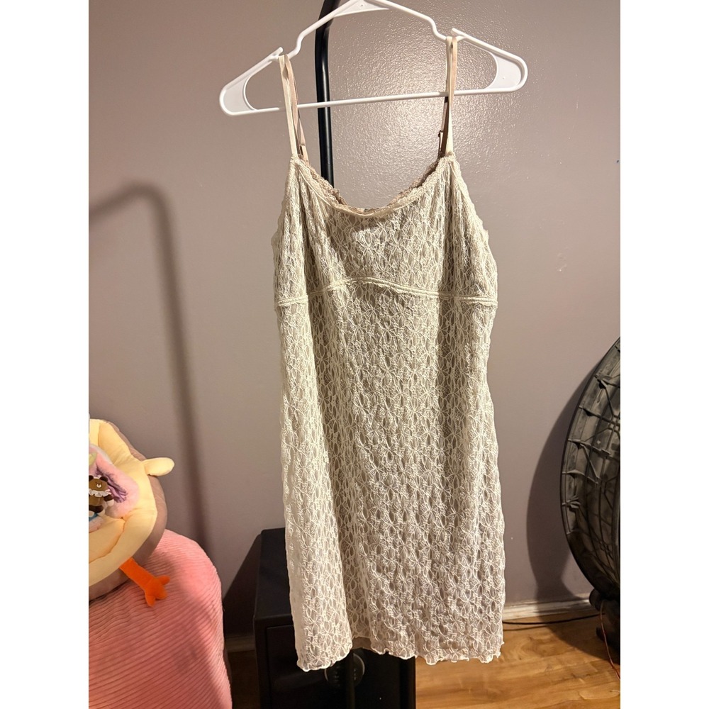 Wild Fable Brown and White Lace Dress, Adj Straps Sz L‎